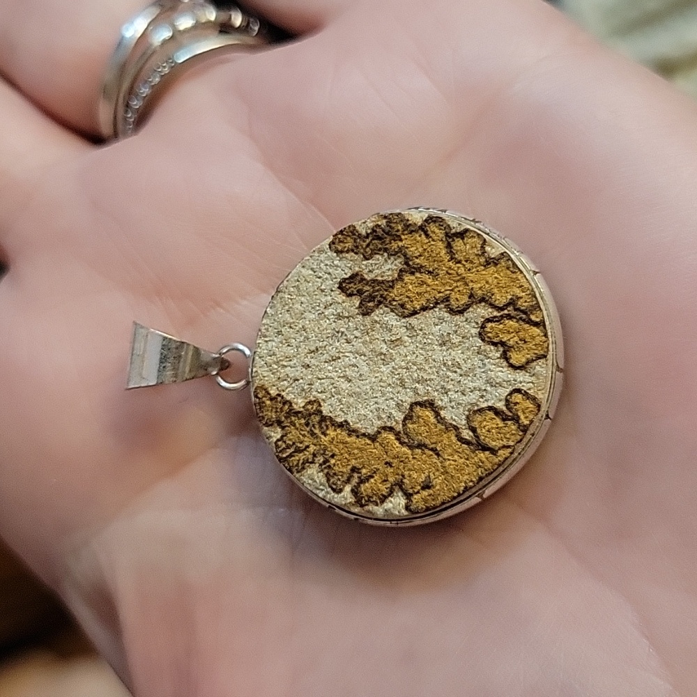 PSILOMELANE DENDRITE FERNWOOD PENDANT - Picture 2 of 6